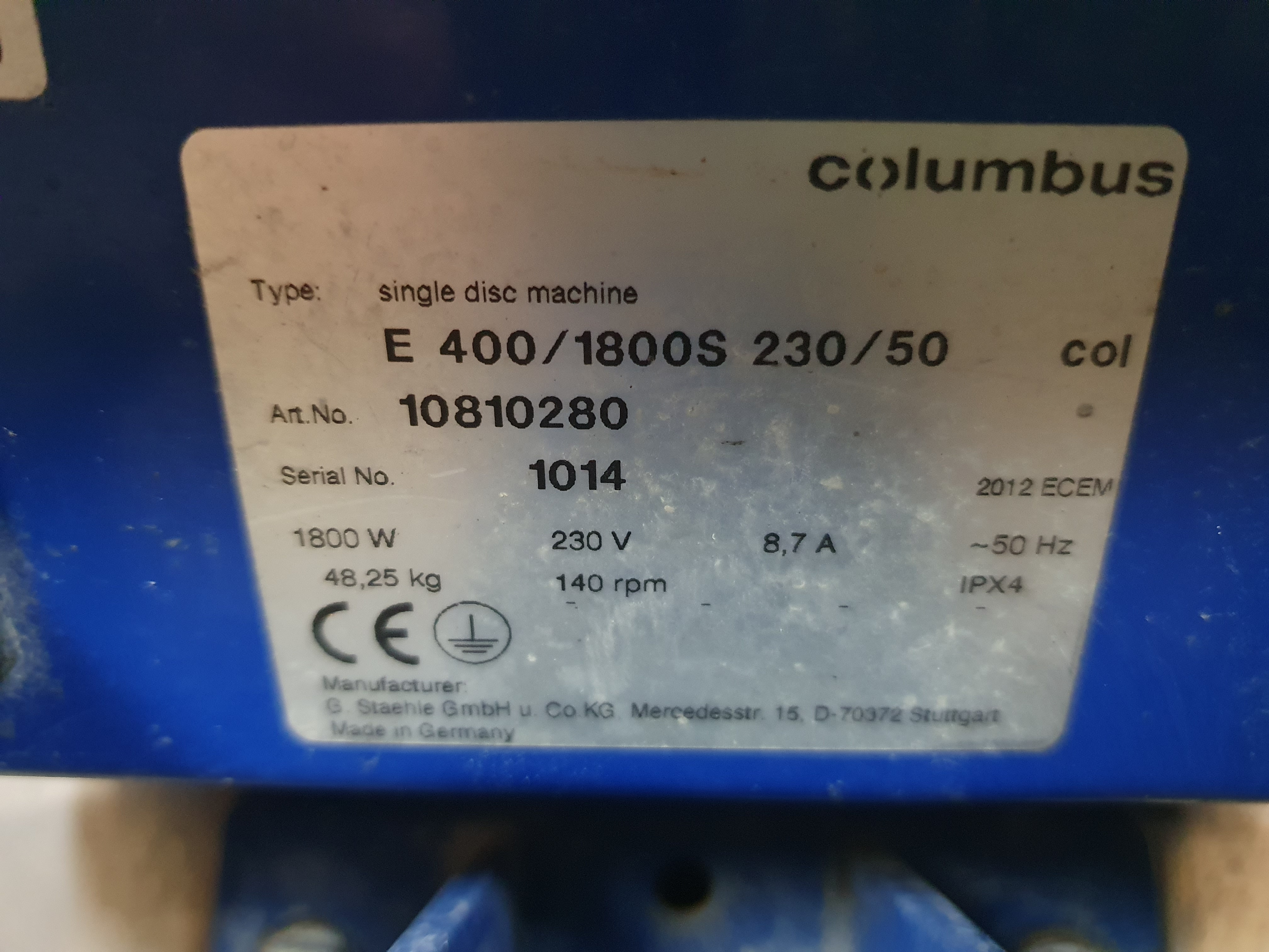 Põrandahooldusmasin Columbus E400/1800S – foto 10, Rideen