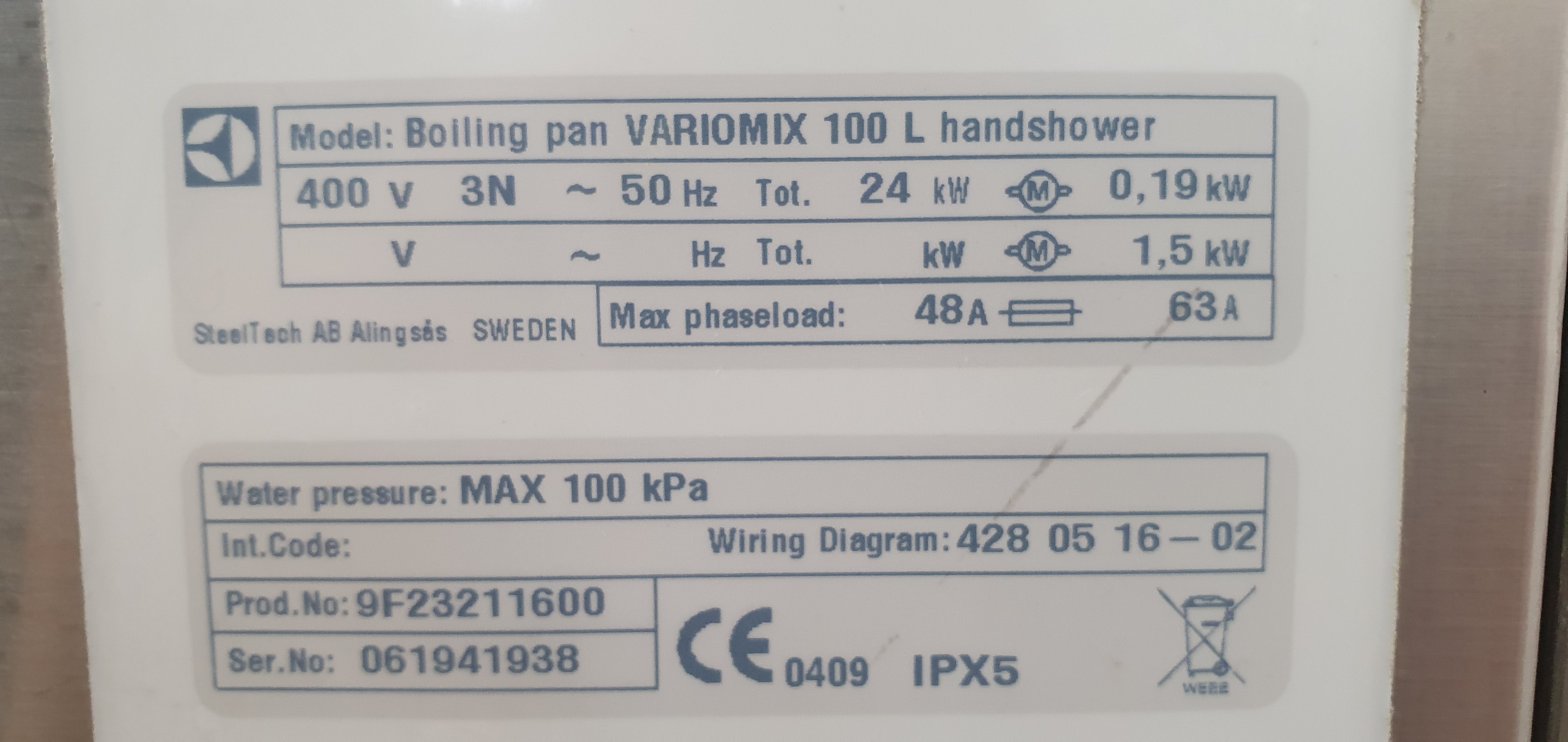 Kettle, cooking kettle, boiling kettle Electrolux Variomix 2x100L – foto 28, Rideen
