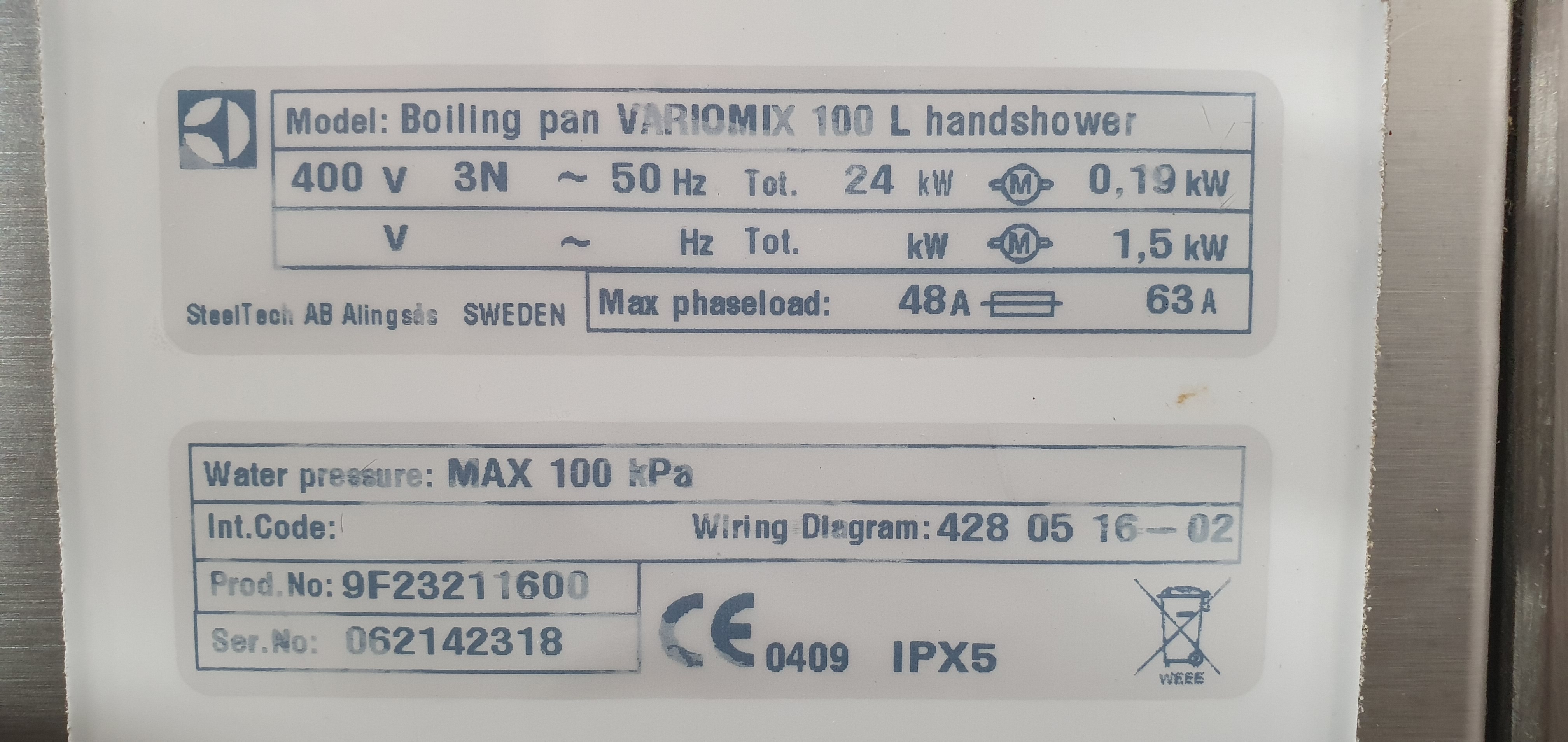 Kettle, cooking kettle, boiling kettle Electrolux Variomix 2x100L – foto 16, Rideen